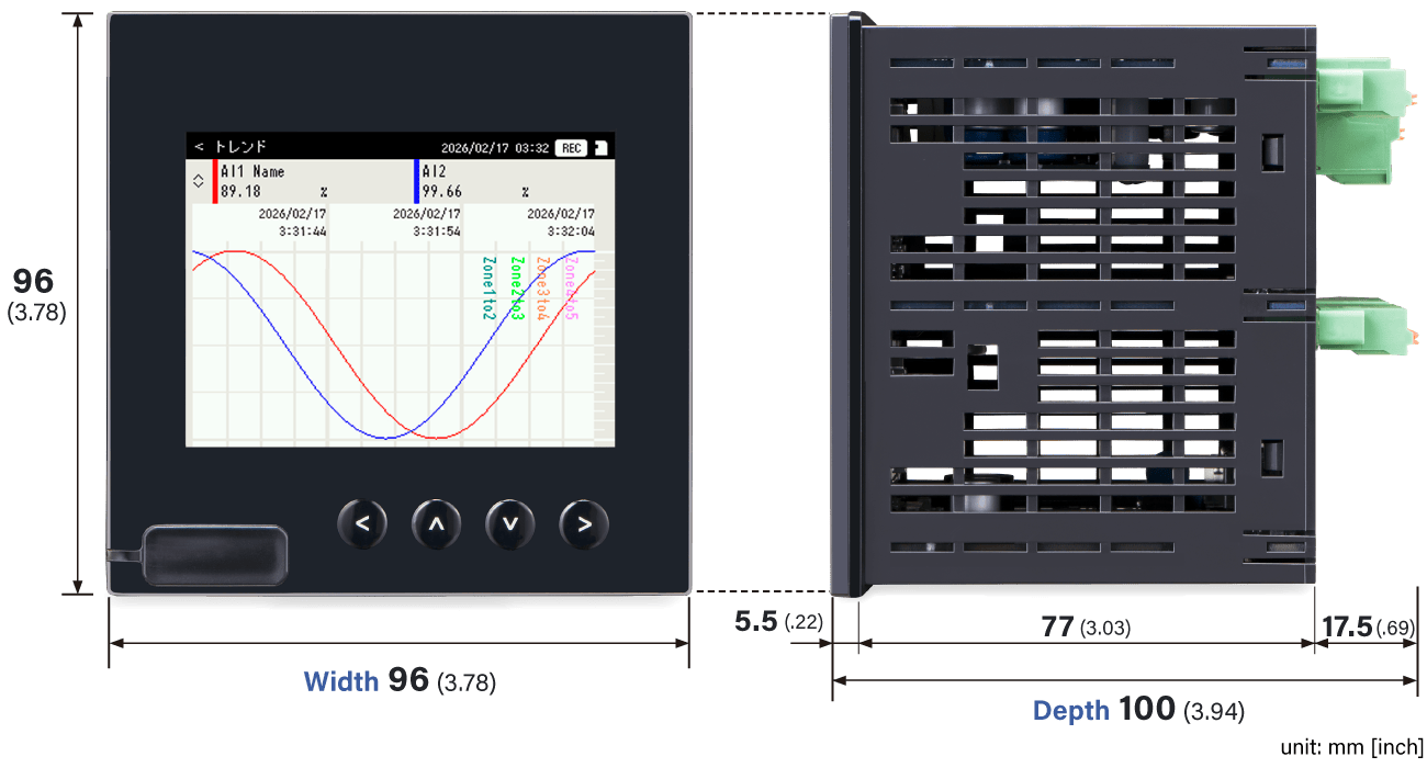 Color LCD Display, 1/4 DIN Size (96x96 mm) Paperless Recorder VR96E-G8
