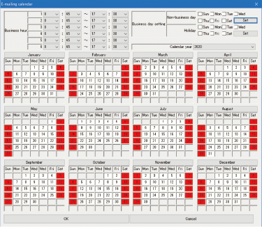 Calendar of Reports to Distinguish Saturday, Sunday, Holidays, and Working Hours