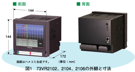 図1　73VR2102、2104、2106の外観と寸法