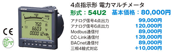 4点指示形 電力マルチメータ（形式：54U2）