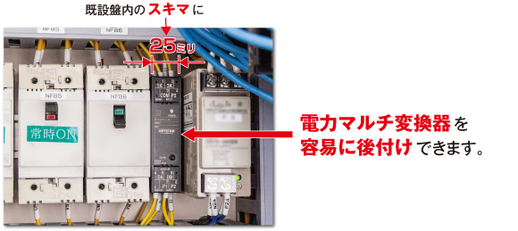 電力マルチ変換器を後付けできます。