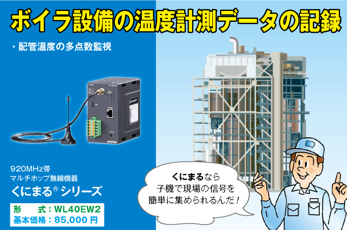 ボイラ設備の温度計測データの記録