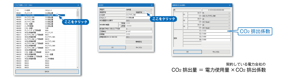 演算機能を利用したCO2換算