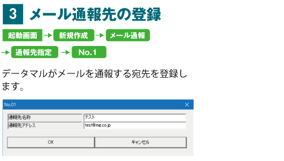 メール通報先の登録