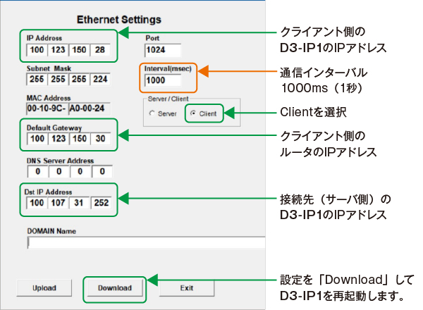 ネットワーク設定（クライアント側）