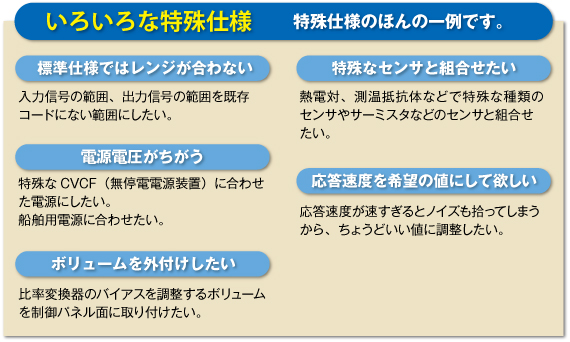 いろいろな特殊仕様　特殊仕様のほんの一例です