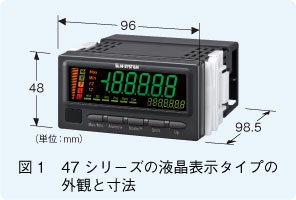 図1　47シリーズの液晶表示タイプの外観と寸法