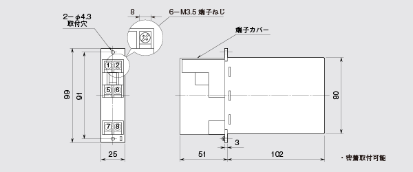 外形寸法図（単位：mm）