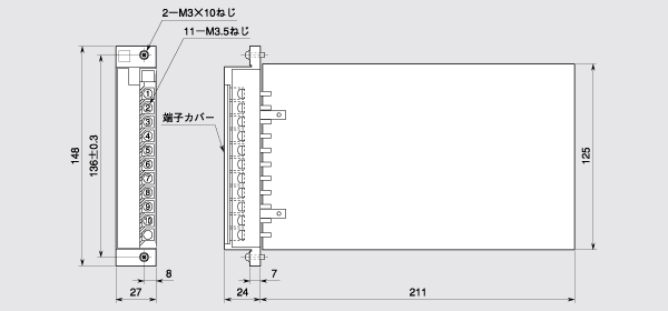 外形寸法図（単位：mm）