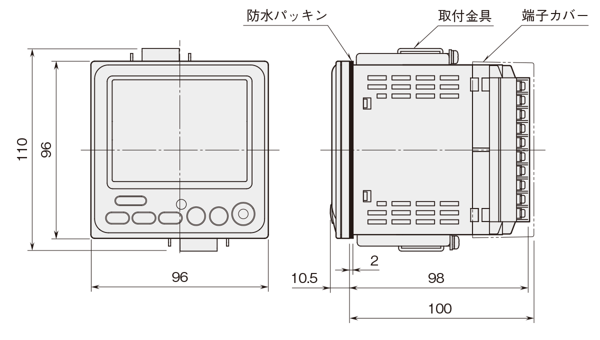 外形寸法図（単位：mm）