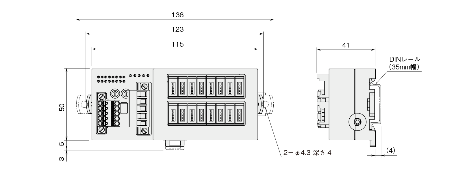 外形寸法図（単位：mm）