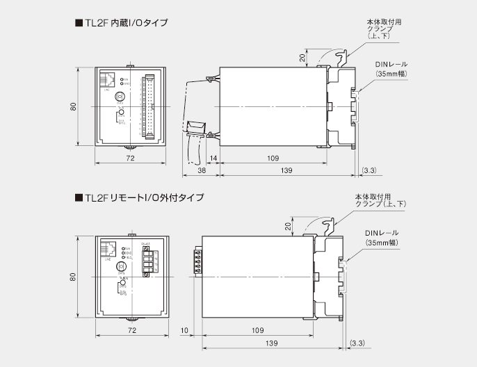 外形寸法図（単位：mm） 機種により外形が若干異なります。