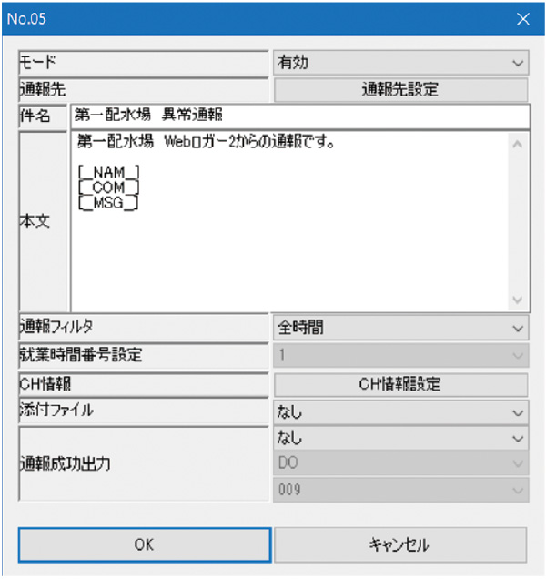 メールフォーム 設定画面